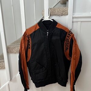Harley-Davidson Black and Orange Bomber Jacket